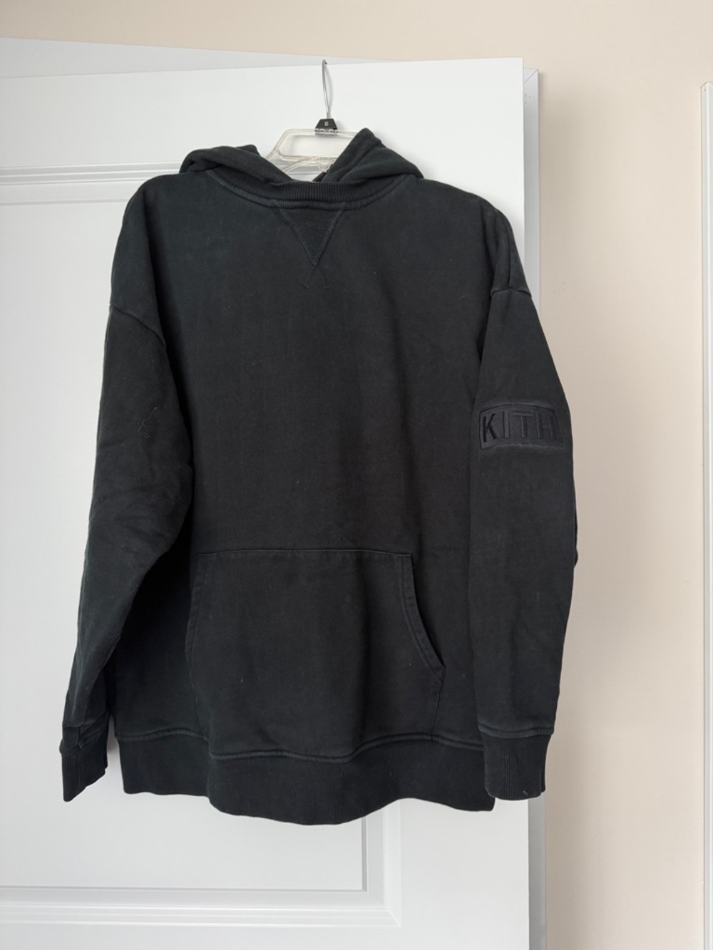Kith Black Hooded Pullover with Sleeve Logo